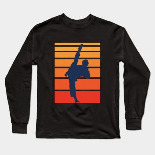 Retro Taekwondo Silhouette Long Sleeve T-Shirt